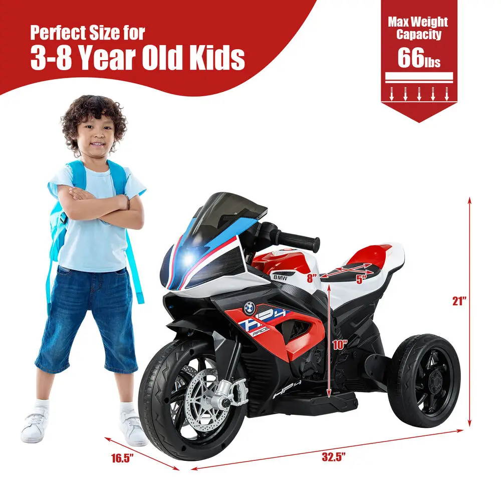 Babyjoy 12V Kids Ride on Motorcycle w/ Bright LED Headlights & Non-Slip Wheels Red