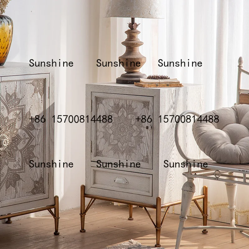 

American retro solid wood chest cabinet carved bedroom simple cabinet