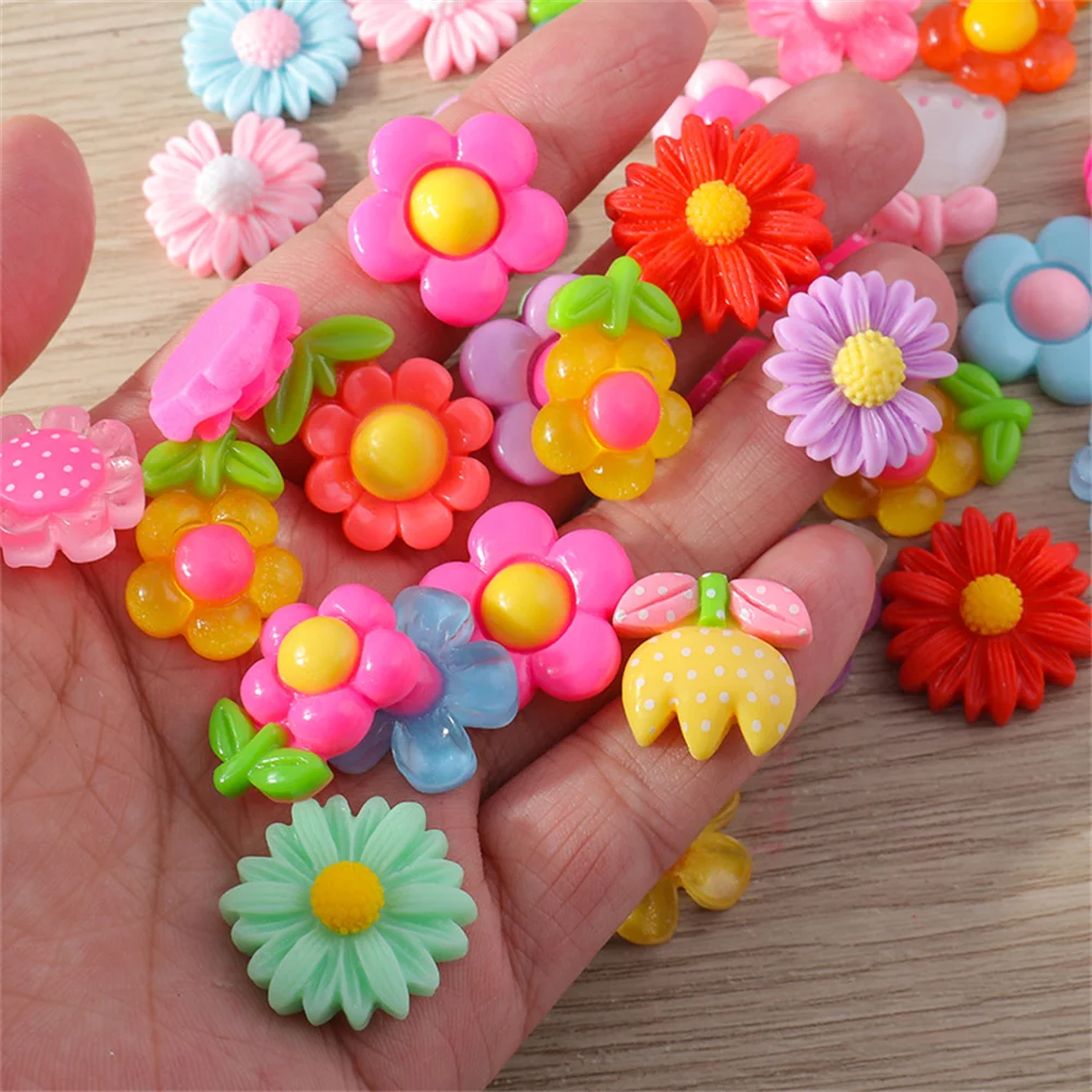 Tusember 15 Stück Mix Niedliche Blumen-Flatback-Harz-Cabochons Verzierungen DIY Scrapbooking für Mädchen Haarnadel Brosche Geburtstagsgeschenke – Detail 2