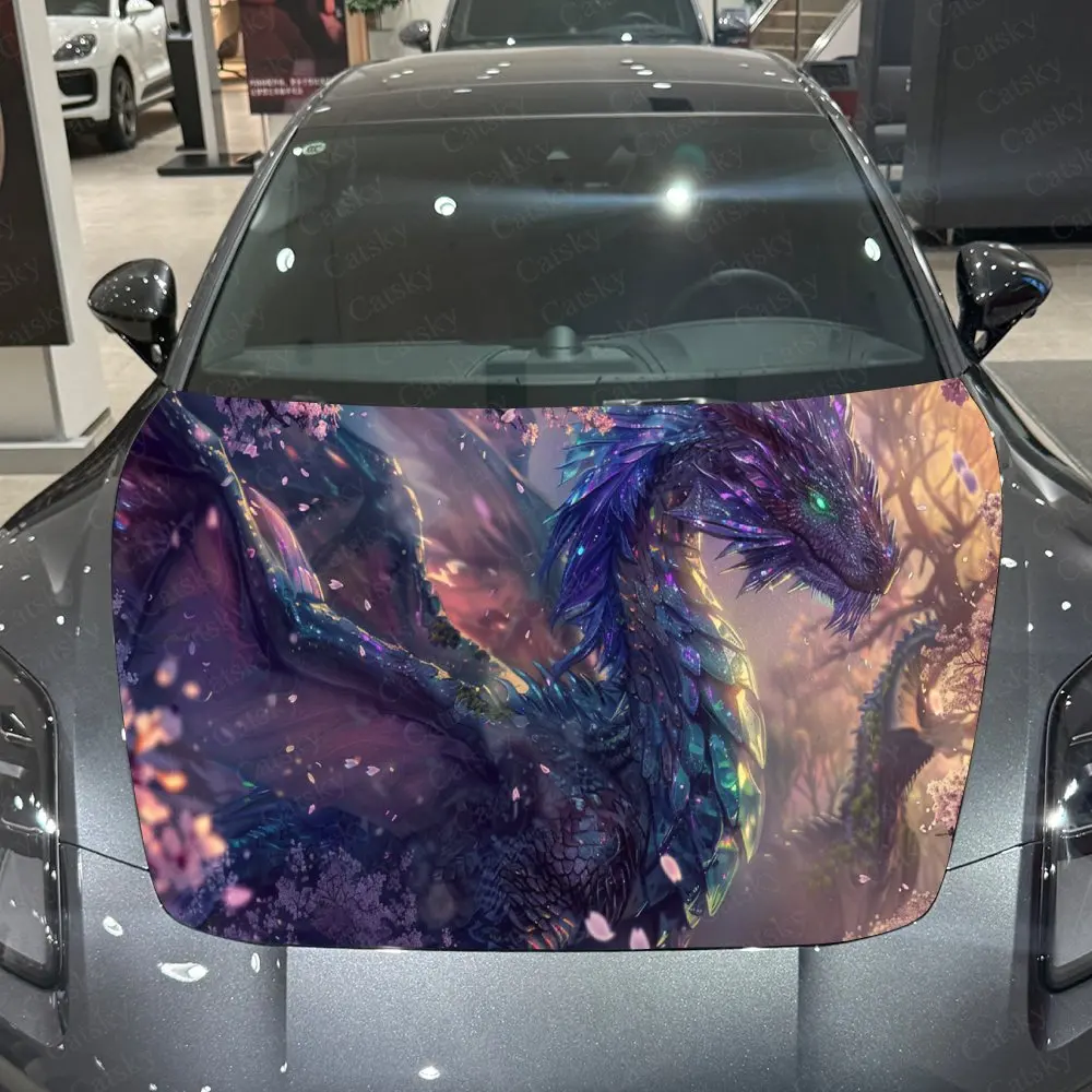 

Mesmerizing Cosmic Dragon Car Hood Stickers - Self-Adhesive, Waterproof and Durable Vinyl Wrap, Decorate And Protect Your Car -