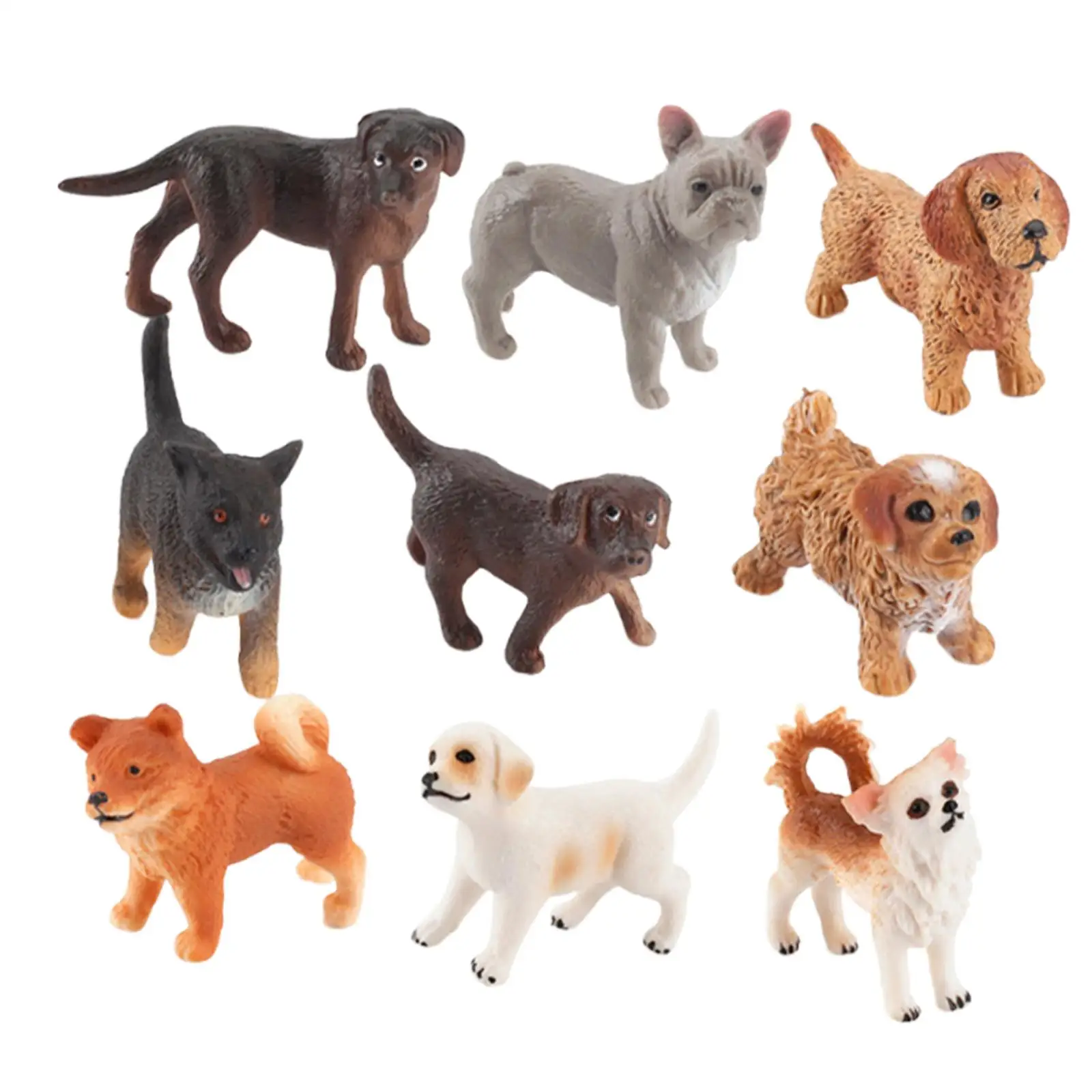 

9x Mini Dog Figurines Toy Crafts Puppy Figures Playset for Party Favors Micro Landscape Teaching Aids Bath Toys Party Decoration