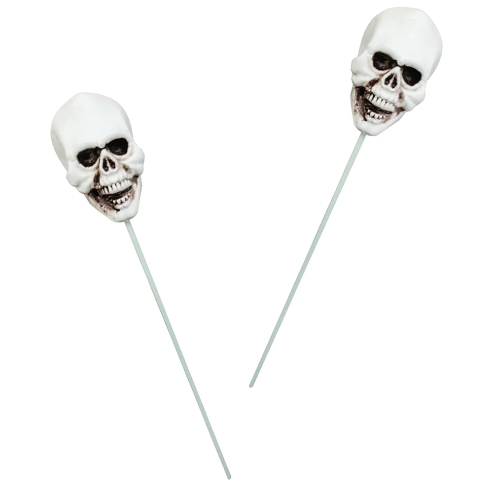 

2pcs Skull Decorations Durable Halloween Yard Signs Stake for Lawn Garden Outdoor Party Props PVC Decoration Set