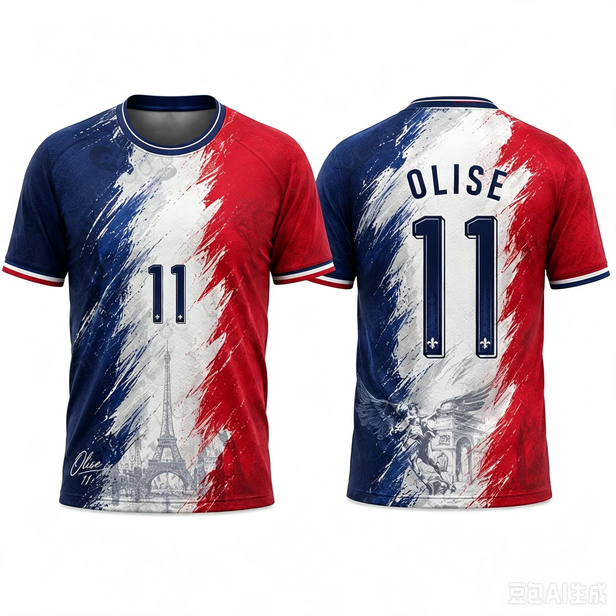 2026 Sommer Neues Sommer Olise 11 Fußballtrikot Herren Französische Flagge Fußballshirt Grafik Fan T-Shirt Kurzarm Sport-Top Y2k