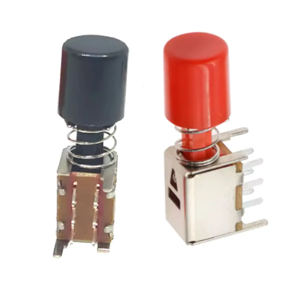 

10Pcs PS-22F03 Right Angle PCB Latching Push Button Switch with Cap DPDT Double Pole Self/No-Locking Key Power Switches 6Pin A03