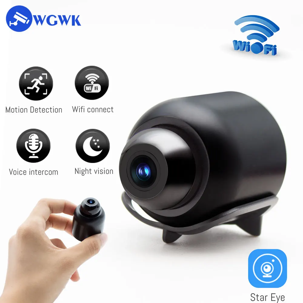 WGWK-Wireless HD Mini Camera para Casa e Escritório, Visão Noturna, Micro USB, Baby Pet Motion Detection, Vigilância de Segurança, 1080P