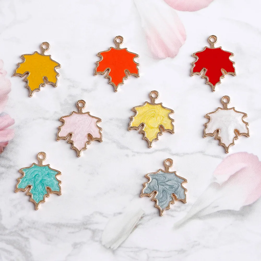 

Diy multi-color maple leaf pearlescent alloy oil drop accessories for fashionable clothing accessories