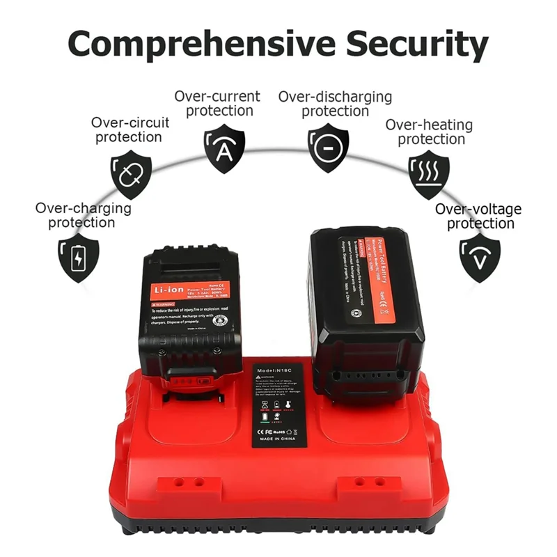 Замена быстрого зарядного устройства AC88-18V для зарядной станции M18, 2 порта, 48-59-1802, 48-59-1812, вилка стандарта США