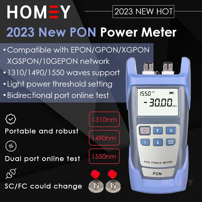 

2023 Handheld Fiber Optical PON Power Meter NEW PON OPM FTTX/ONT/OLT 1310/1490/1550nm Test Equipments