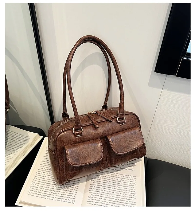 YOUDEYISI коричневая сумка в стиле ретро, женская сумка с двойным карманом, новинка 2024, универсальная сумка на одно плечо, подмышки