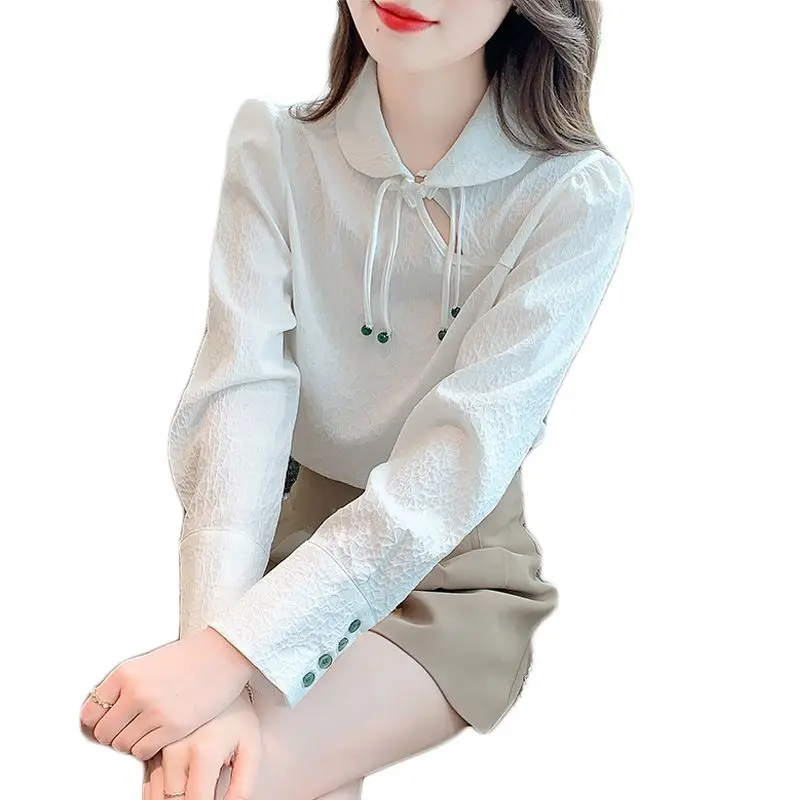 2026 New Chinese Style Women's Shirt, Unique Design Frog Button Top, Elegant Fashion Long Sleeve Chinese Style Blouse