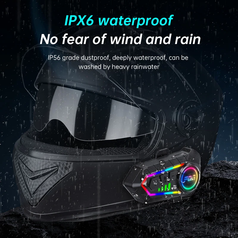 NEW Helmet Headphones Bluetooth 6.0 Waterproof Third-Party Intercom with Lighting 1000Mah 20 Hours of Battery Life Free Call