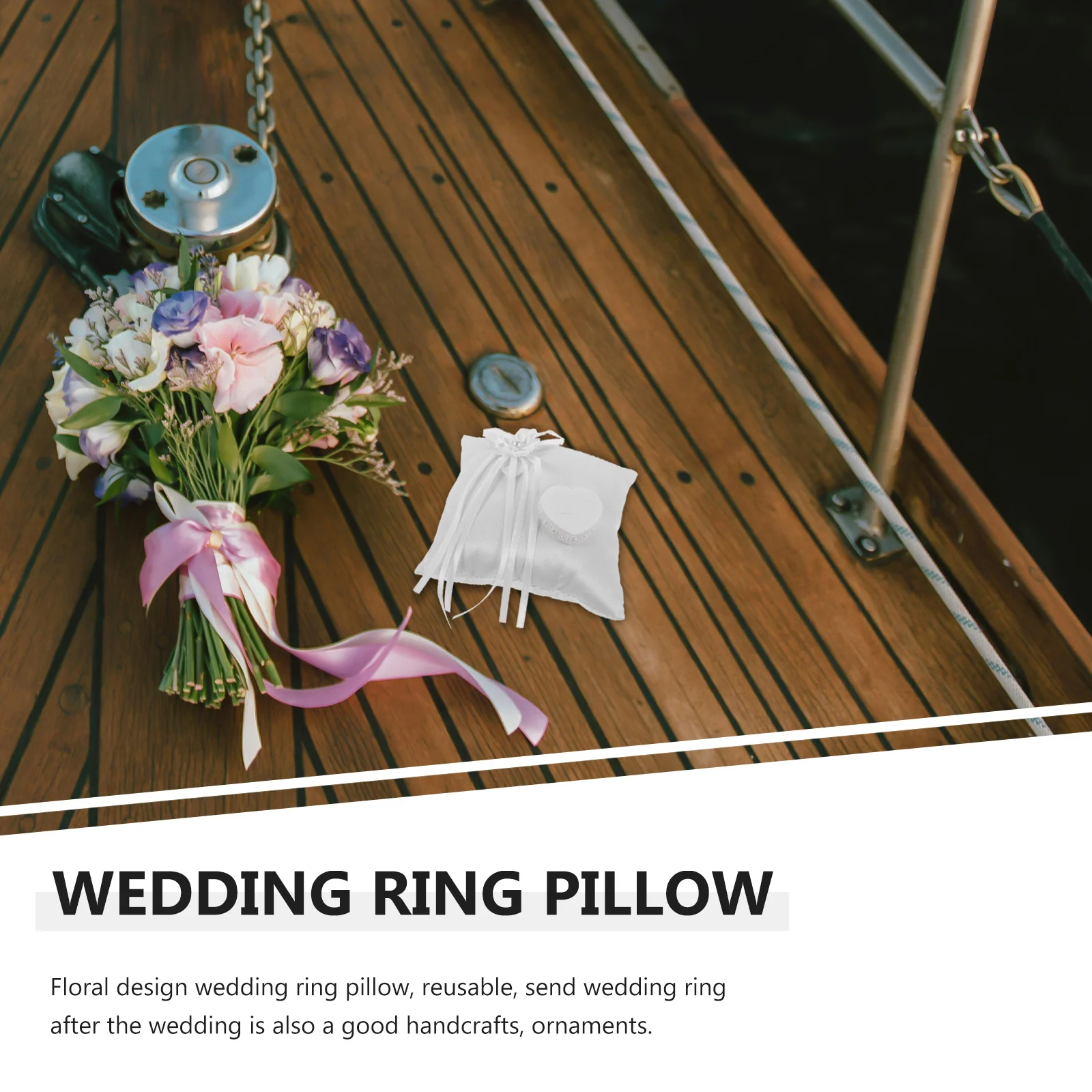 وسادة خاتم زفاف مدمجة على شكل زهور تضيف ذاكرة دائمة إلى وسادة حامل حلقة مربعة أنيقة لعيد الزفاف #1
