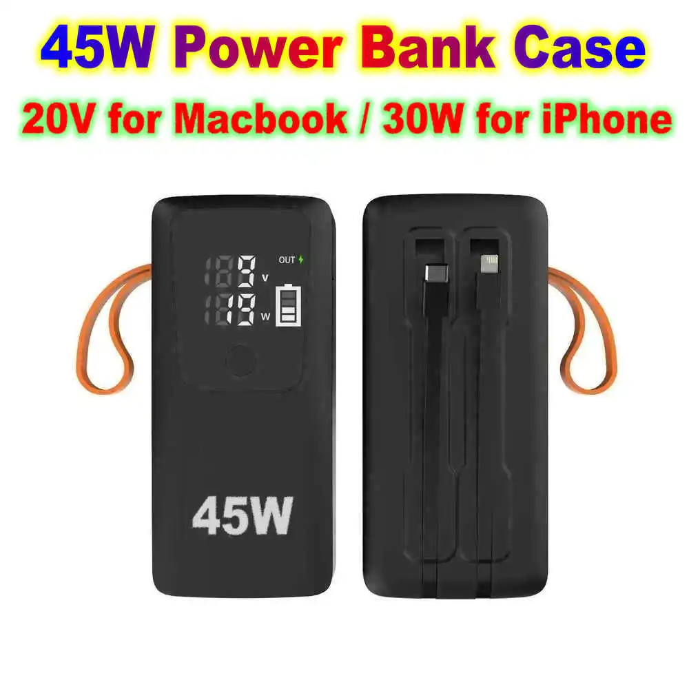 45W Empty Power Bank Case 21700 Battery Housing For Powerbank Charging 20 V For Macbook Tablet PC DIY Power Station Box Shell