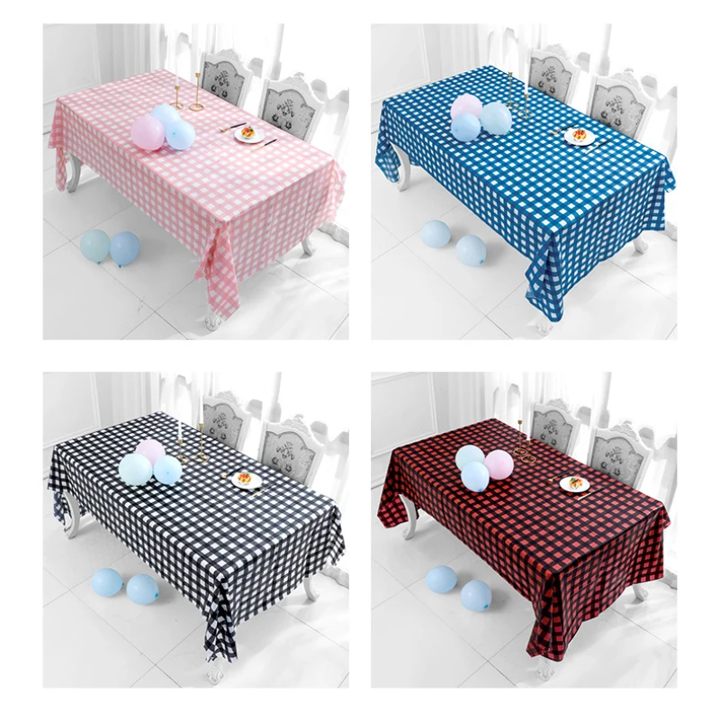 1pc Checkered Party Tablecloth Thickened Banquet Wedding Birthday Party Decoration Supplies Waterproof Oil Proof PEVA