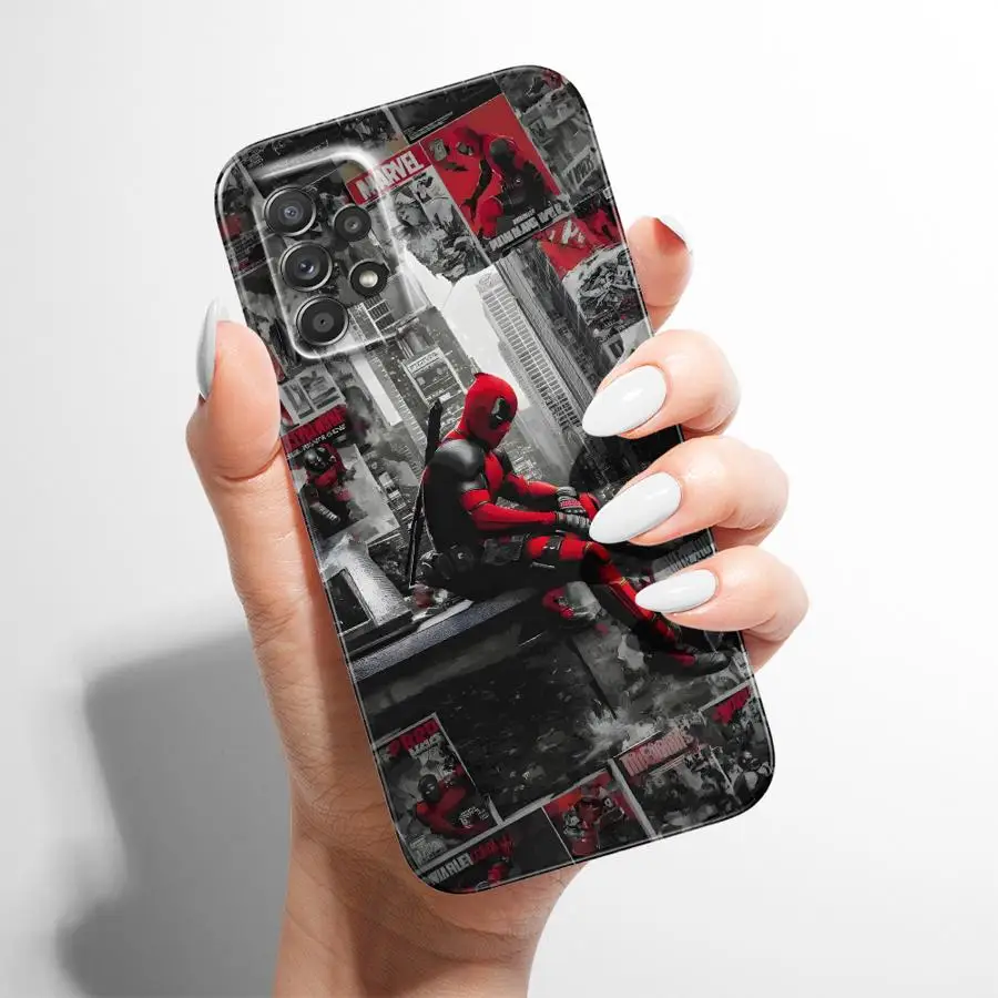 Чехол Marvel Newspaper Deadpool для Samsung Galaxy A35 A15 A14 A13 A73 A34 A31 A25 A32 A24 A23 A71 A33 Жесткий чехол для телефона