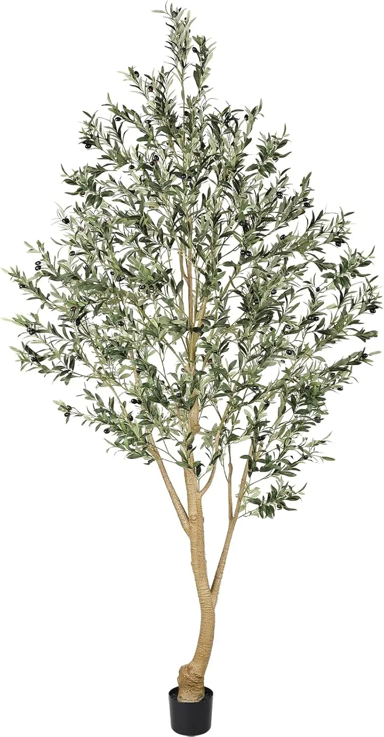 

Realead Tall Faux 9ft Realistic Large Silk Olive Tree Artificial Indoors Fake Trees with Branches and Fruits Home Office Decor