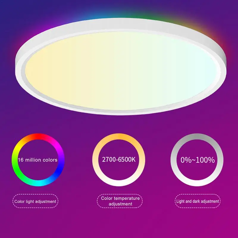 

Умный потолочный светильник с RGB-подсветкой, 12 дюймов