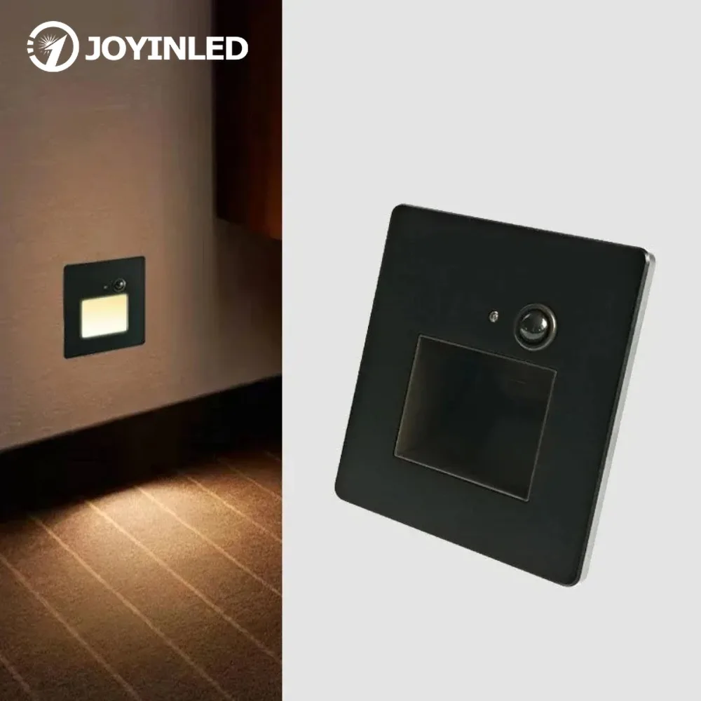 

JOYINLED Indoor Metal Panel Embedded Corridor Recess Led Staircase Wall Lamp Pir Motion Sensor Step Stair Foot Light for Stairs