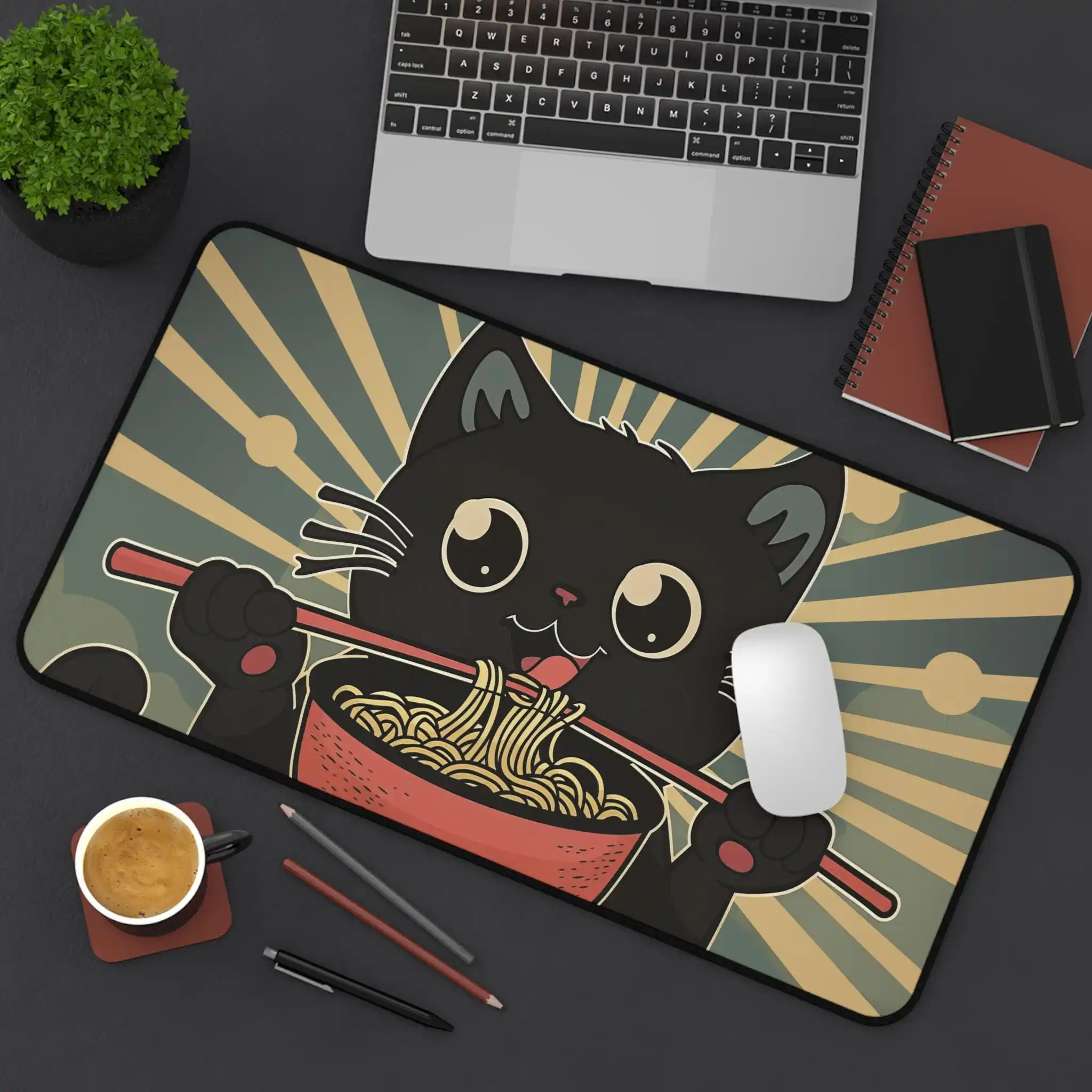 Cute Cat Noodle Table Mat, Fun Office Decoration, Adorable Cat Mouse Pads, The Perfect Gift for Cat Lovers, Beautiful Desk Mats