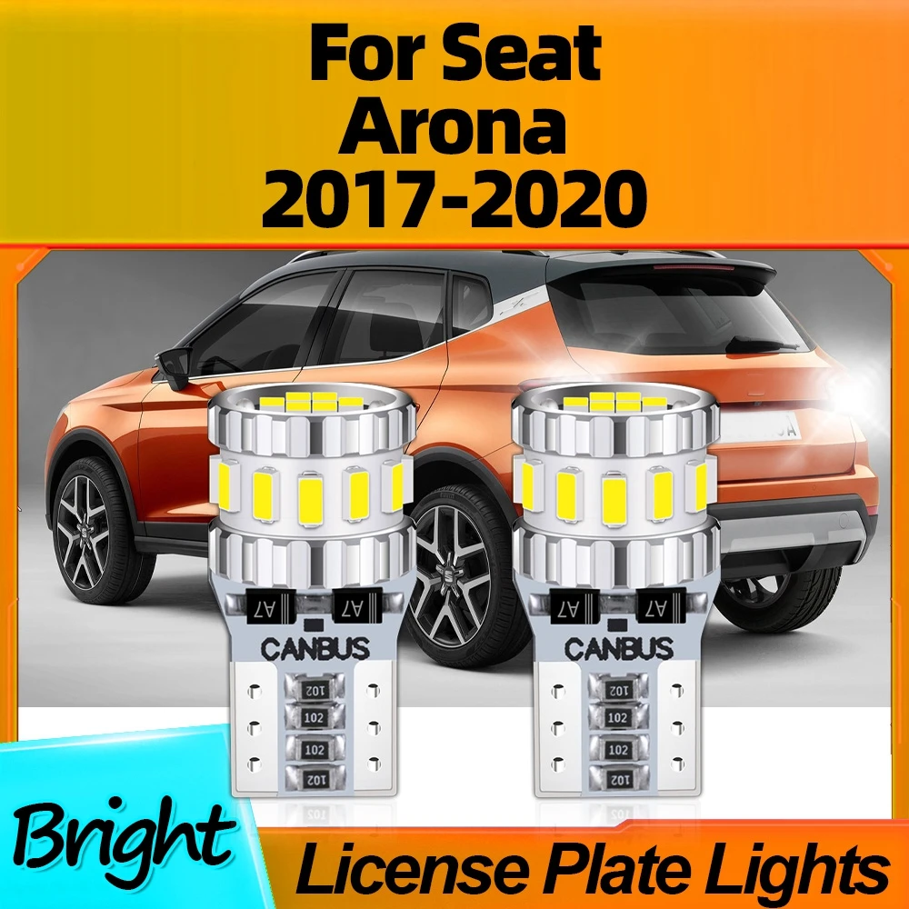 

2PCS High Quality T10 W5W LED License Plate Light Lamps 6000K White Canbus No Error 12V For Seat Arona 2017 2018 2019 2020