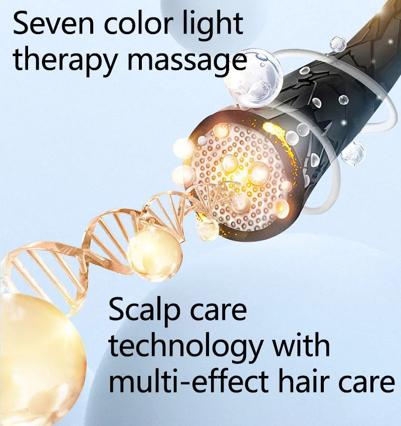 LED Massage Comb Electric Vibrating Head Massager Brush Rechargeable Scalp Seven-color LIght Scalp Massage Tool