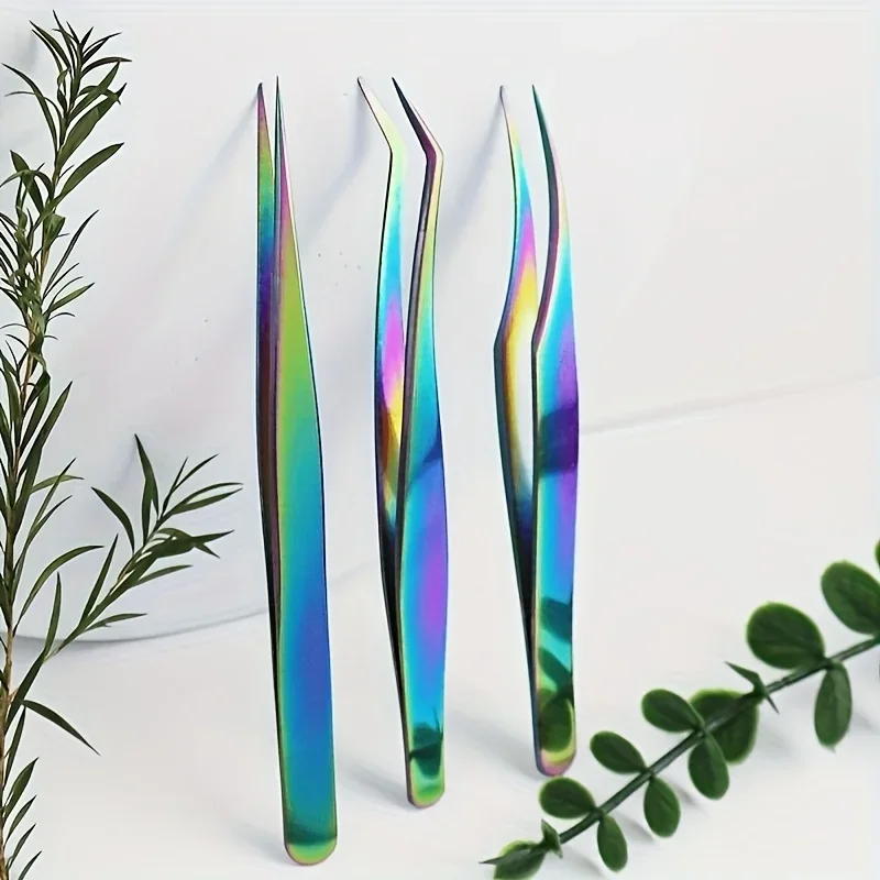 3 Pcs With box Stainless Steel Eyelash Tweezers Set Multi-Functional High Precision with Makeup Tool Women Eyelash Tweezer