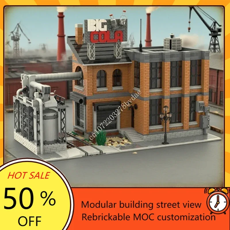 2952PCS Big Cola Factory Hot City MOC Puzzle Model Creative StreetView Architecture Birthdayal Assembly Toy Christmas Gift