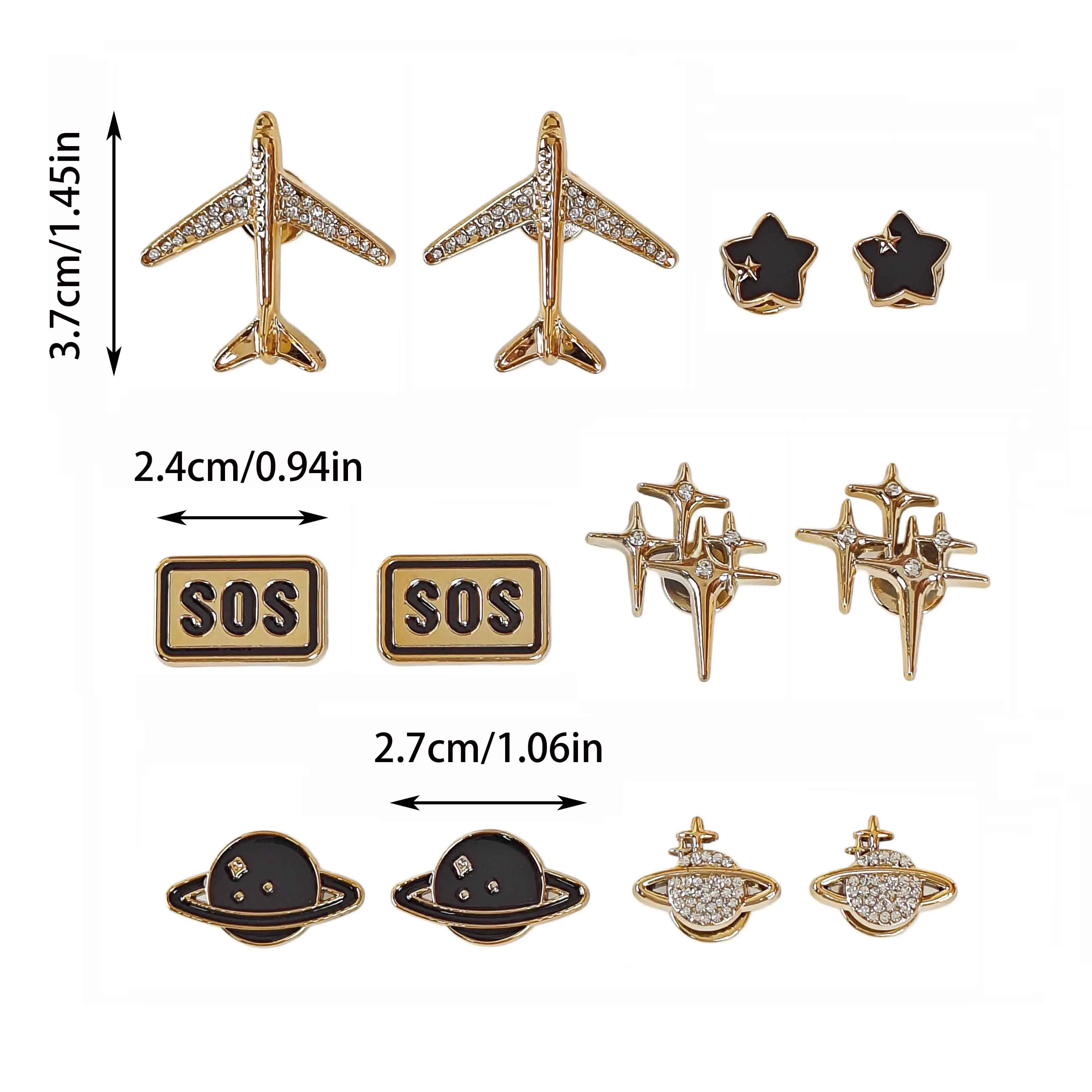 12Pcs DIY Shoe Decoration Charms Shiny Airplane, Star, Letter, Planet Decorative Charms Non-Metal Lightweight Material Y2K Fashion Versatile Cute Personalized for Men and Women Suitable for Eva Beach Shoes, Sandals, Removable Shoe Decoration, Holiday Gift