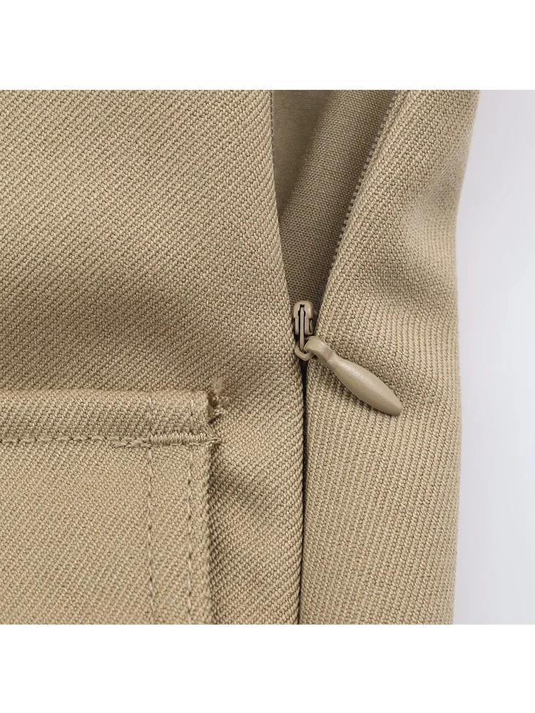 TFMLN Gonne corte stile safari da donna Cintura a vita alta Tasche cargo Pantaloncini Gonne Moda Gonne a trapezio Primavera Autunno Nuovo