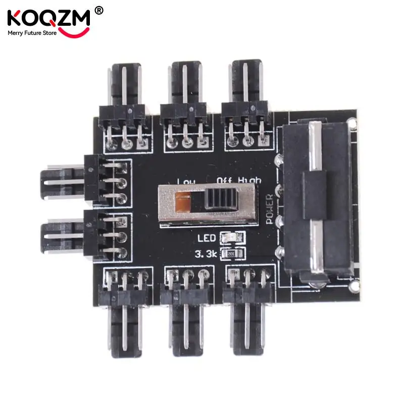 IDE Molex 1 To 8 Multi Way Splitter Cooler Cooling Fan Hub 3pin 12V Power Socket PCB Adapter 2 Level Speed Control PC Computer