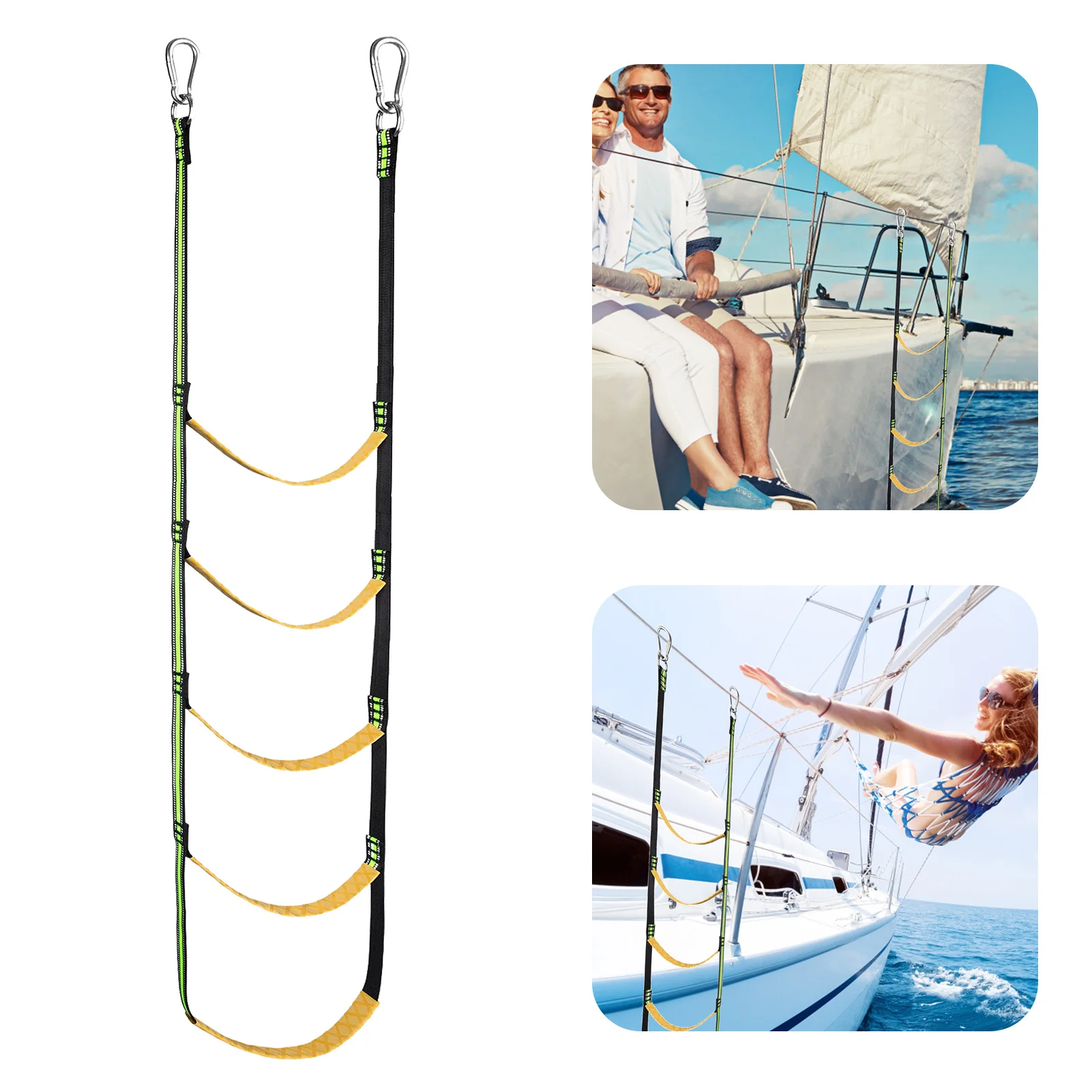 5 Step Boat Rope Ladder,Portable Boat Rope Ladder Extension,Fishing Rope Boarding Ladder,Swim Ladder for Sailboats