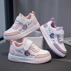 Disney Frozen Kids Tennis Sneakers Children Girls Sport Shoes Princess Anna Elsa Pink White Breathable Hook & Loop Size 26-37