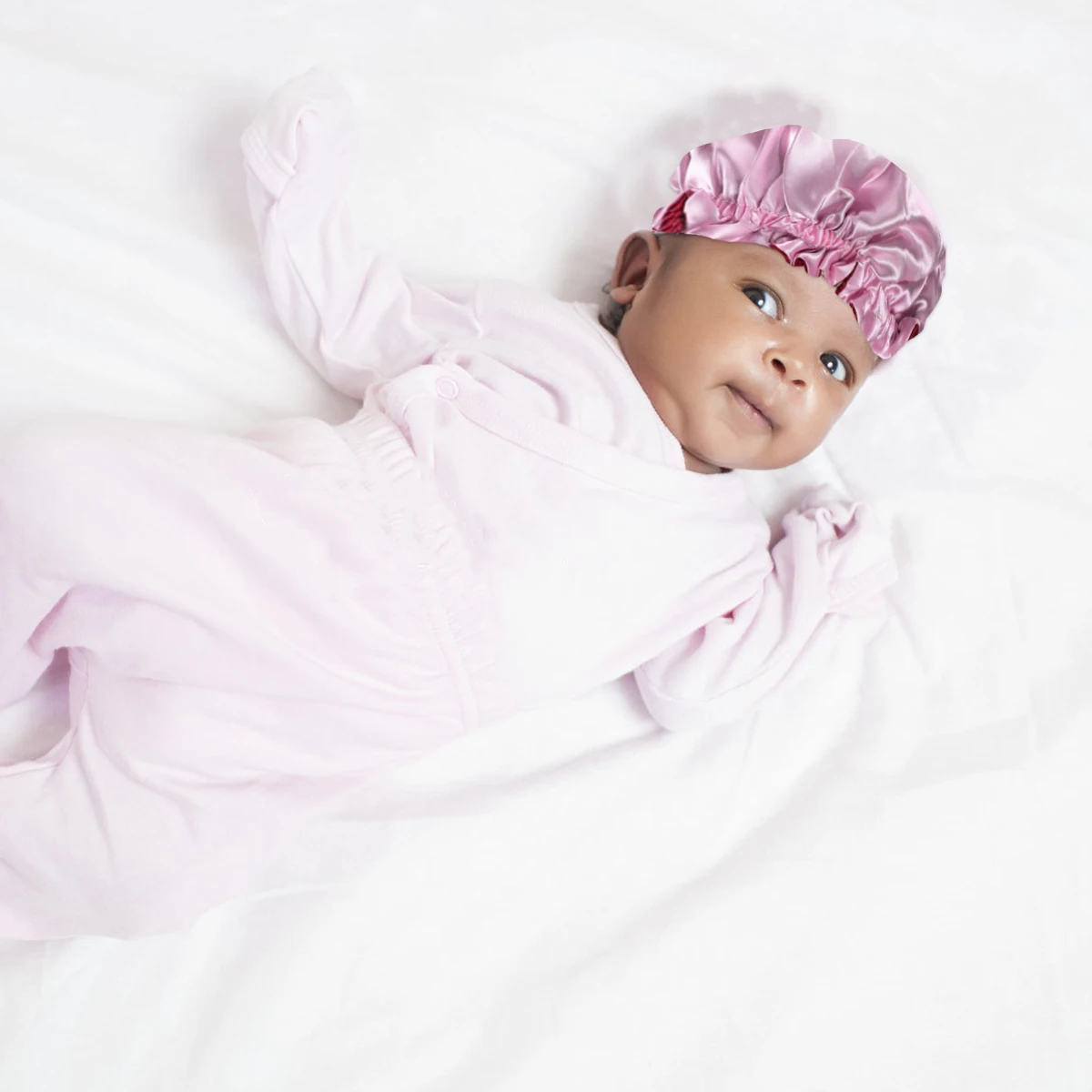 

s Children's Satin Round Bathing Cap Sleeping Bonnet for Kids Elastic Hair Lightweight Comfortable Home Face Wash Use