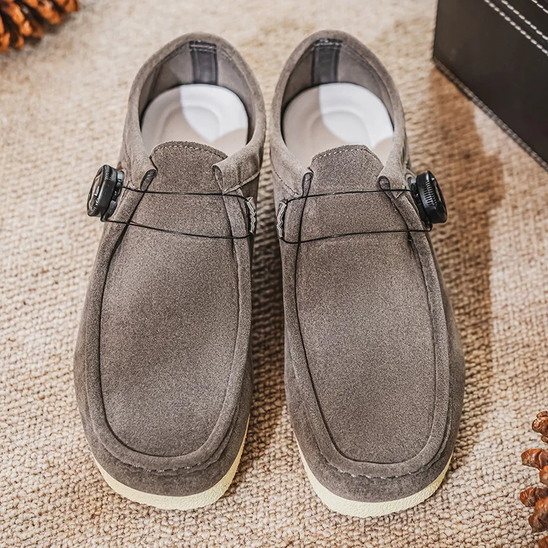 حذاء رجالي بدون كعب كاجوال للاستخدام اليومي مع إبزيم دوار مريح سهل الارتداء للرجال