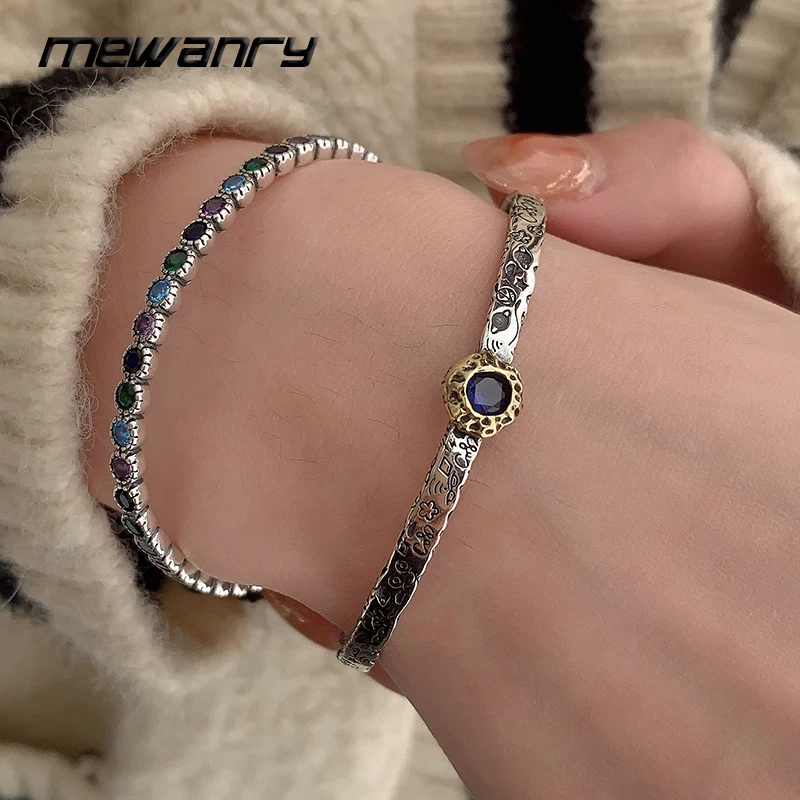 MEWANRY Blue Zircon Bracelet for Women Classic Opening  New Trends Punk Creative Personality Birthday Jewelry Gifts Wholesale