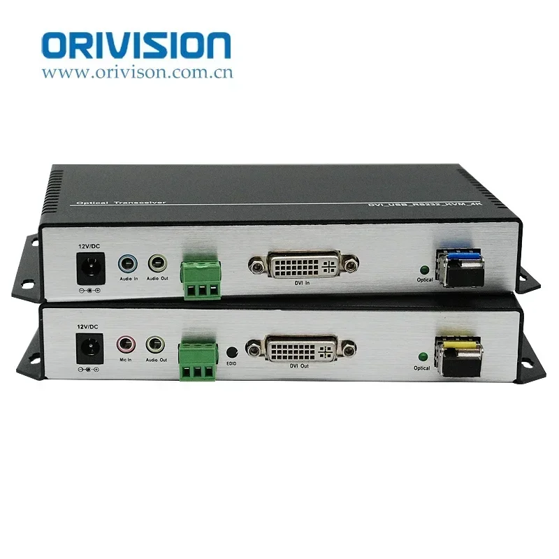 4K@30hz Fiber Optic DVI to LC SFP KVM Converter Single Mode 1-core 20KM Support RS232/EDID/USB DVI
