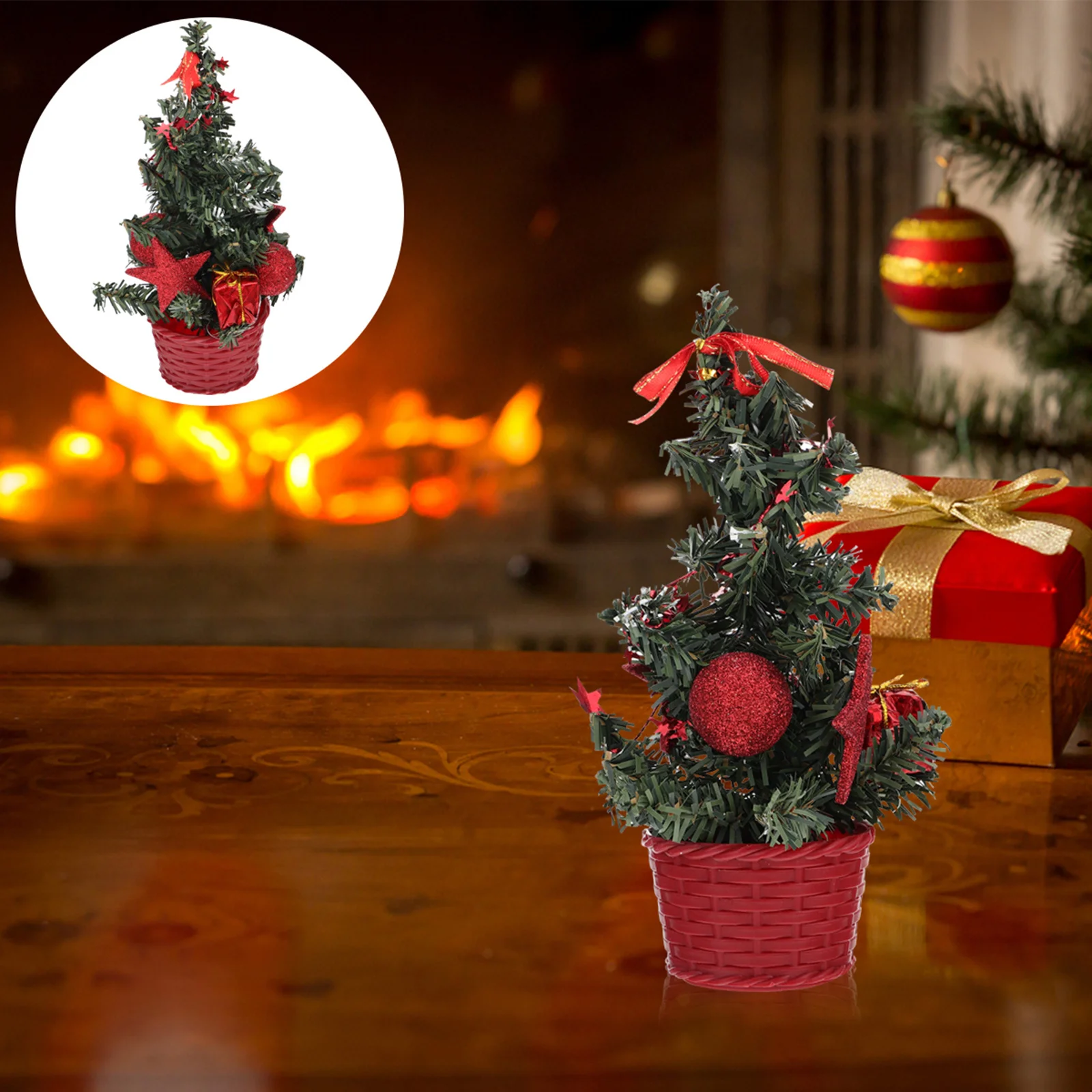 

Mini Christmas Tree PVC Material Lifelike Sturdy Xmas Ornament Desktop Decoration Holiday Craft Photo Props Xmas Mini Tree Decor