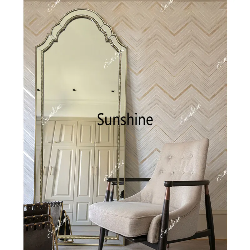 

European retro arched full-length mirror bedroom home floor mirror French full-length mirror