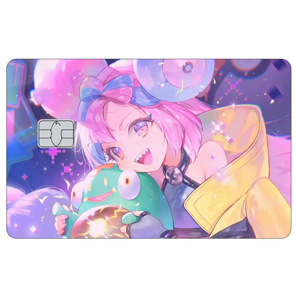 Anime Cartoon Mädchen Kreditkarte Haut Aufkleber Dämon Slayer Hatsune Miku Matte Aufkleber Abdeckung Film Band Abnehmbare Selbst-klebe