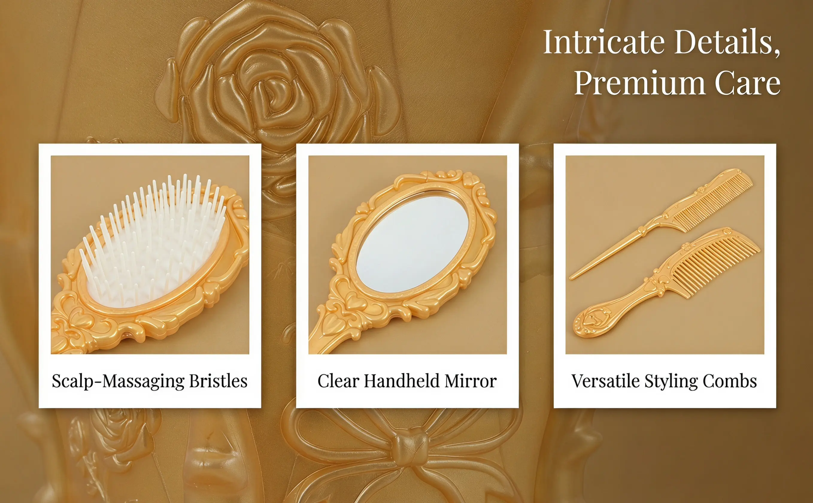 5Pcs Dressing Table Mirror Comb Set Salon Hair Brush Detangling Comb Set Desktop Organizer Storage Holder Detangling Hair Brush
