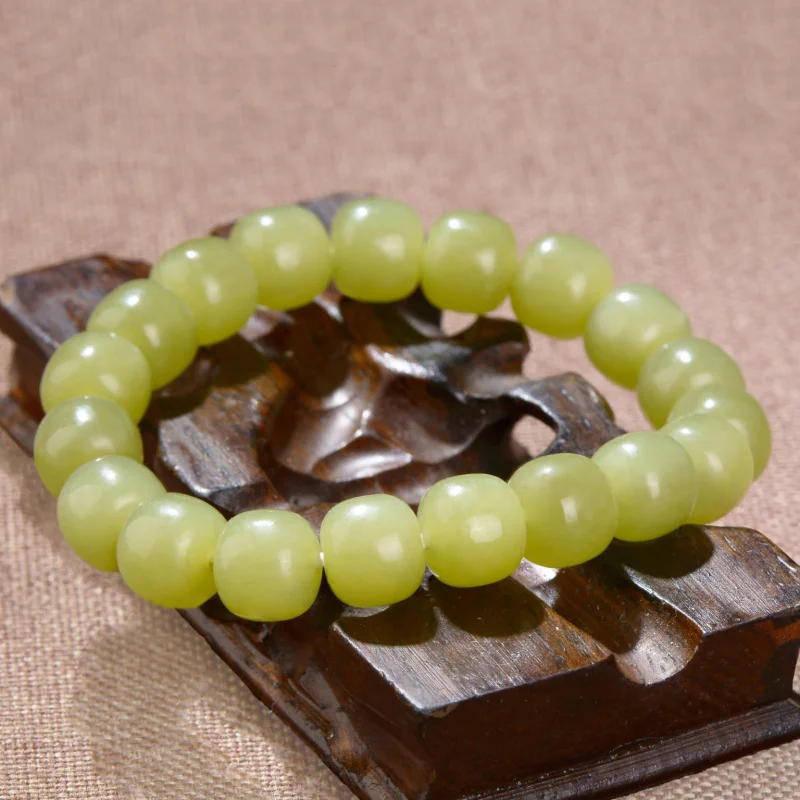 Xinjiang Hetian Topaz Yellow Mouth Material -Styled Bead Old-Shaped Beads Bracelet Jade