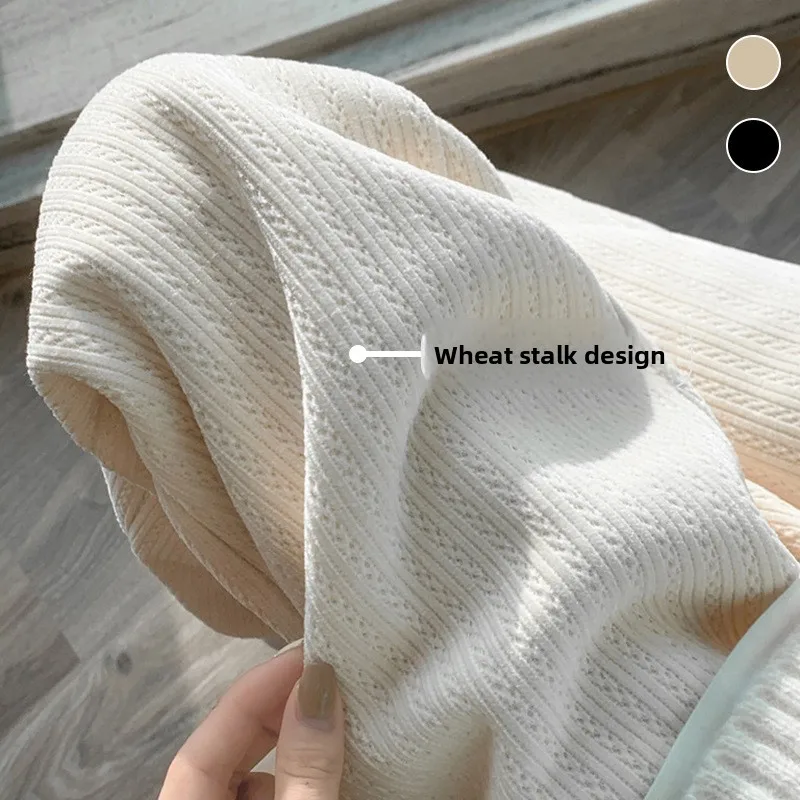 Maternity Thickened Fleece Lined Autumn Winter Wide Leg Pants Grain Stripe Straight Lantern Pants Slimming Tummy Support High...