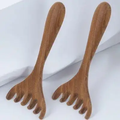 

2pcs Wooden Massager Gua Sha Tool Rake Comb Head Eye Acupoint Treatment Face Guasha Massage Portable Hair Scalp Repair
