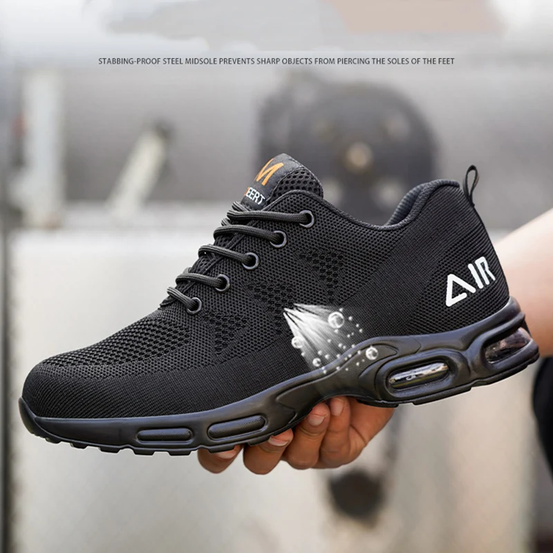 Work Safety Shoes Summer Breathable Men Air Cushion Work Protective Shoes Sneakers Anti-Puncture Work Shoes Male Steel Toe Shoes