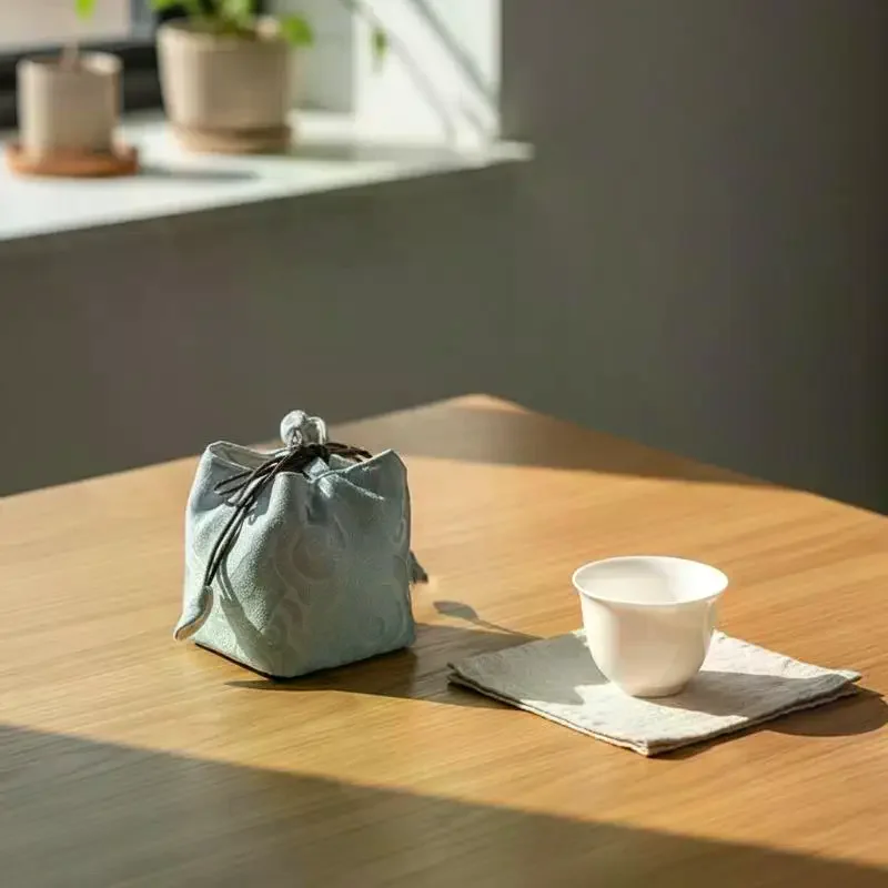 Chinese Style Tea Set Storage Bag Thickened Multi-functional Teapot Cloth Pouch Vintage Embroidered Candy Storage Bag