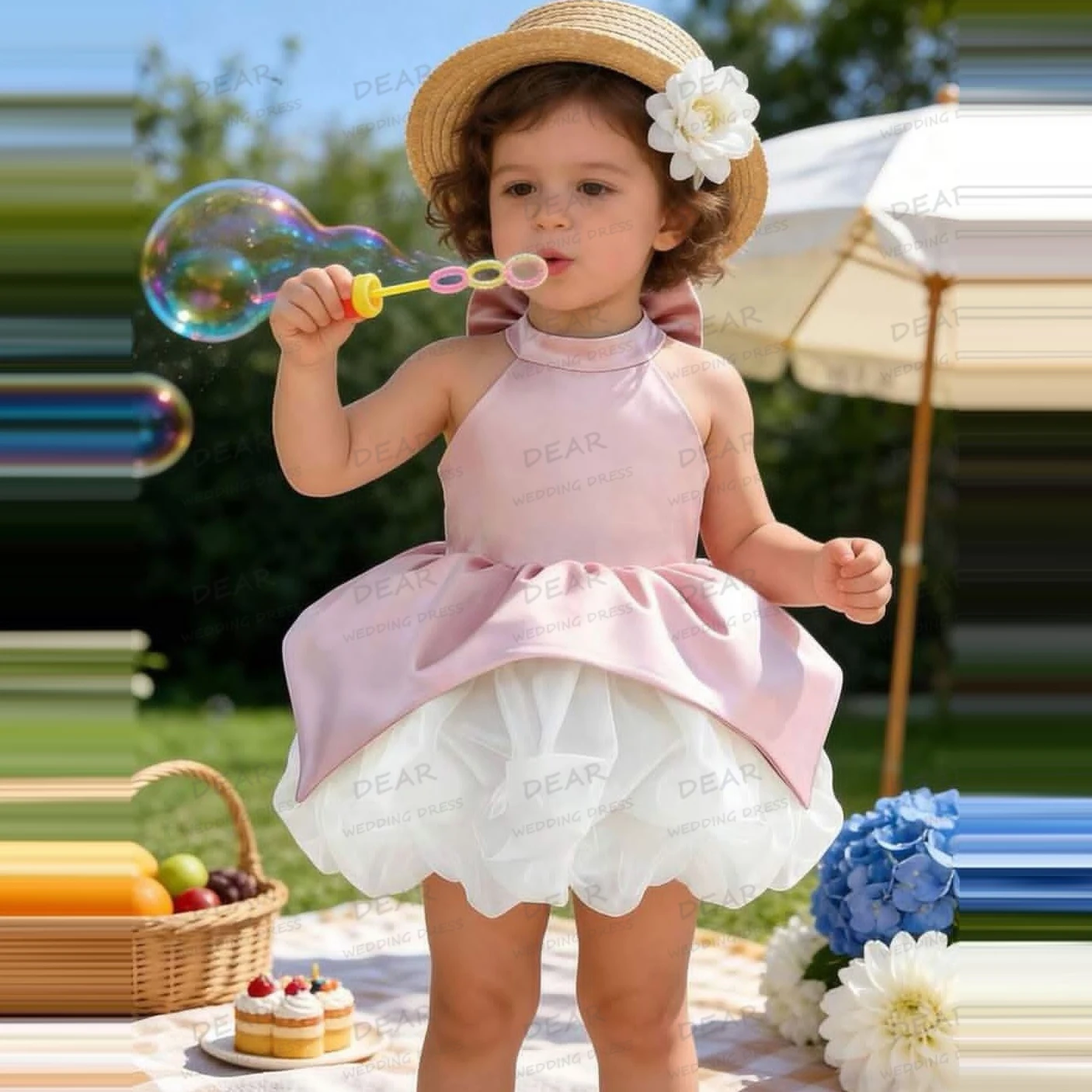 

Simple Tiered Flower Girl Dress Sleeveless Sexy Women A Line Wedding Dresses Backless Fashion Vestidos De Novia Customized Party