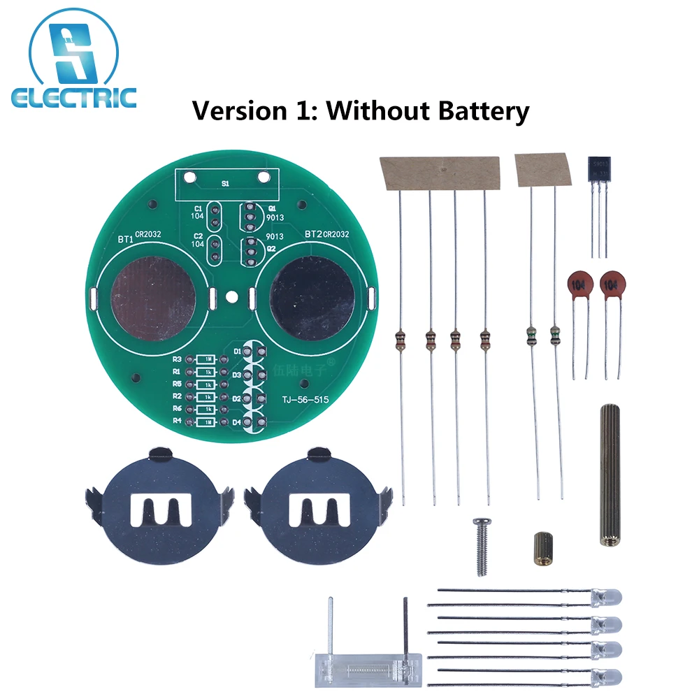 Desktop RGB LED Rotary Gyro Electronic Soldering Practice DIY Kit Red/Green/Blue/Orange Four Color Variations DC 6V