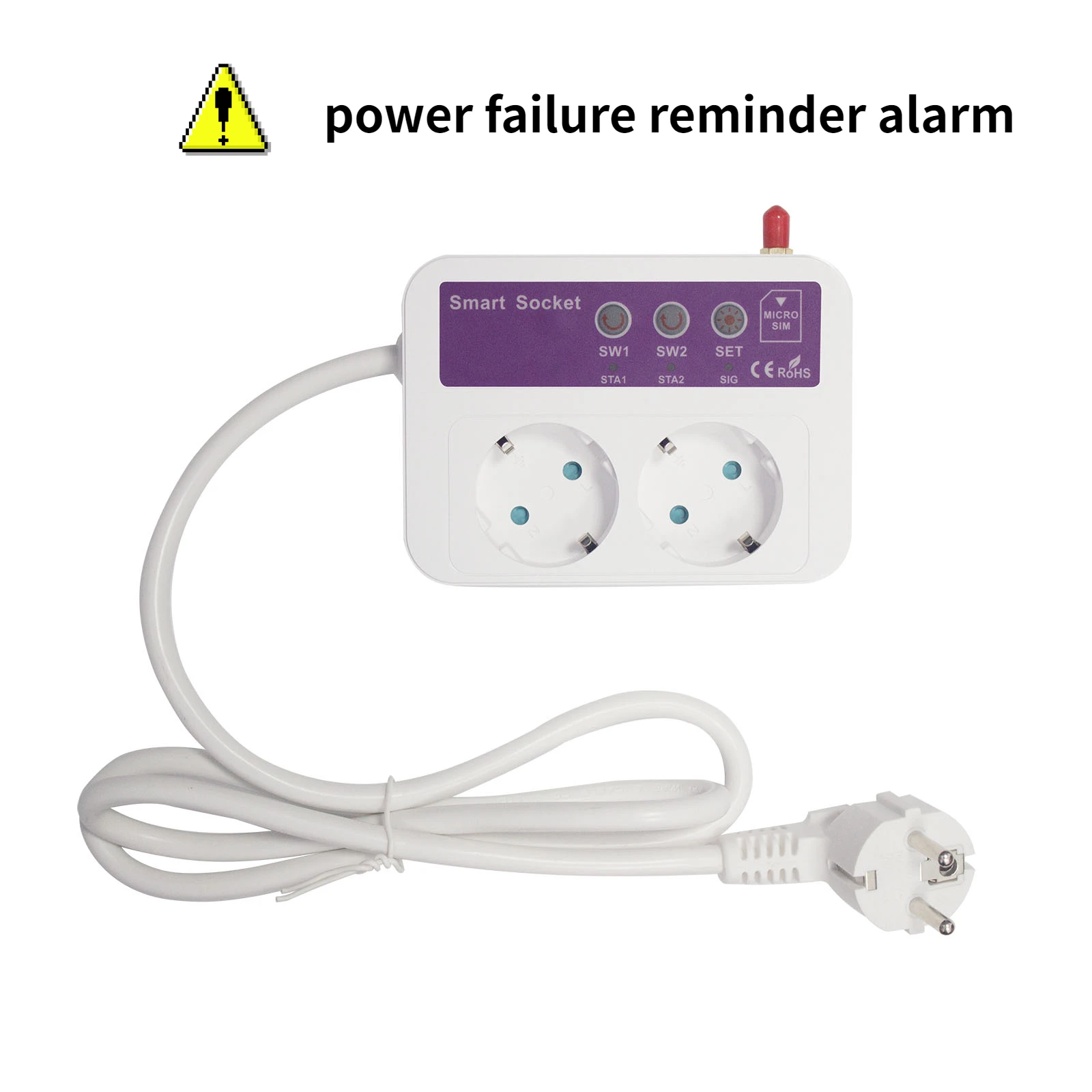 4G Smart Power Strip Surge Protector with 2 Smart Plugs  Extension Cord, Work with PHone APP, power failure reminder alarm