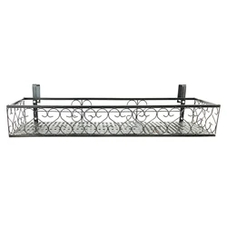 Iron Hang-ing Flower Railing Shelf Basket with Hooks Balcony Planter Pots Stand Holder for Outside 1-Tier