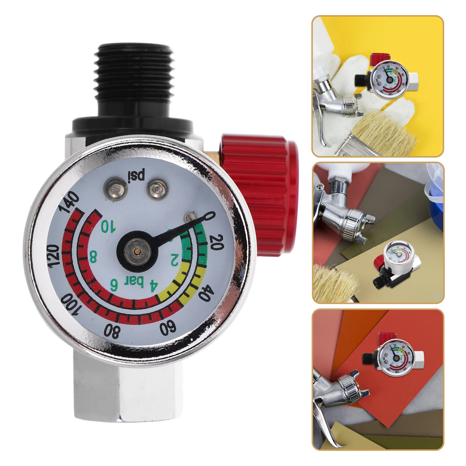 

Paint Pressure Regulating Valve Air Sprayer Release Gauge Adjustable Spray Regulator Durable Metal Wide Application Home Car